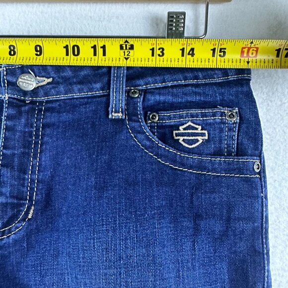 Harley Davidson Jeans Womens 8 Western Biker Moto Y2K Grunge Rockabilly Denim - Picture 8 of 12